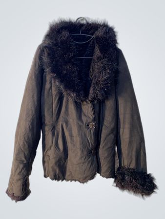 Brown Faux Fur Trimmed Jacket
