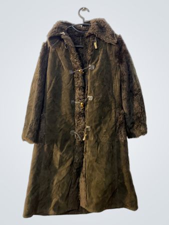 Brown Suede and Fur Trimmed Coat