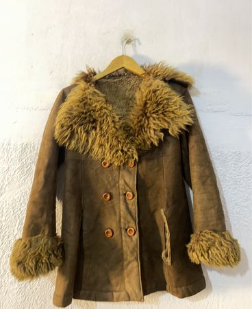 Brown Faux Fur Trimmed Coat