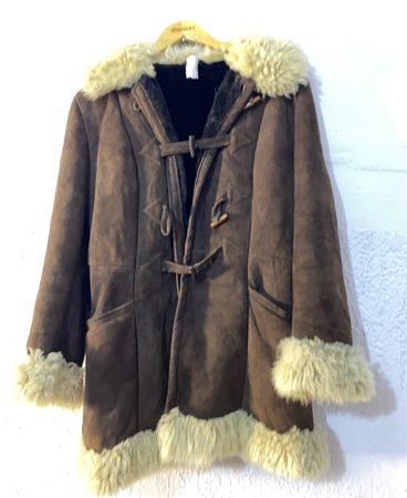 Brown Suede Coat with Fur Trim
