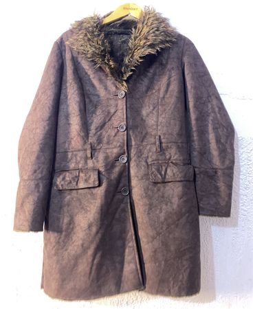 Brown Faux Fur Trimmed Coat
