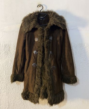 Bianca Brown Faux Fur Trimmed Coat