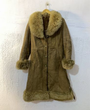 Brown Suede Coat with Fur Trim