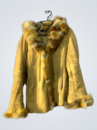 Tan jacket with fur trim