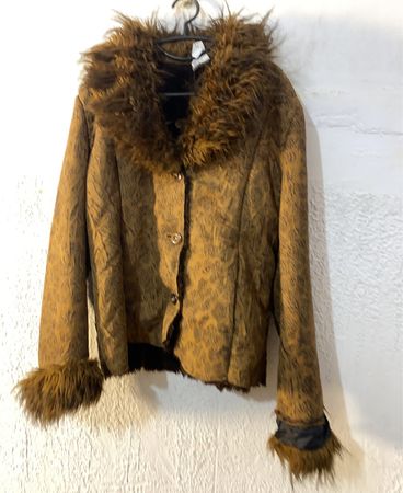 Brown Faux Fur Trimmed Jacket