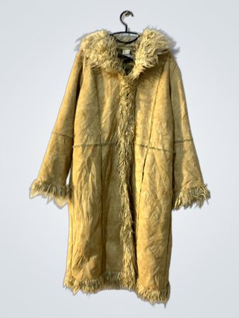 Tan faux fur lined coat