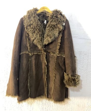Brown Faux Fur Trimmed Coat