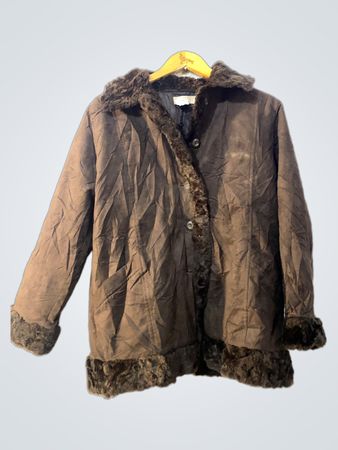 BASHECINO Exclusive Elegance Brown Faux Fur Trimmed Jacket
