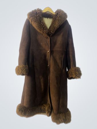 Brown Suede Shearling Coat