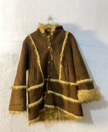 Brown Suede and Fur Trimmed Coat