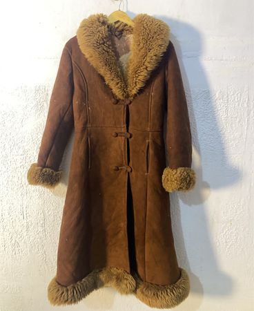 Brown Suede Shearling Coat