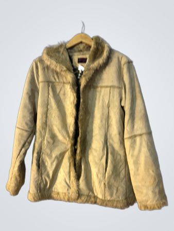 JINXIANG Faux Fur Lined Suede Jacket
