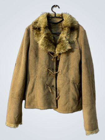Brown Suede Jacket with Fur Collar