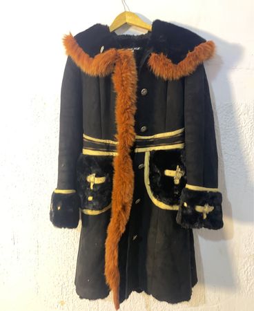 Black Coat with Fur Trim