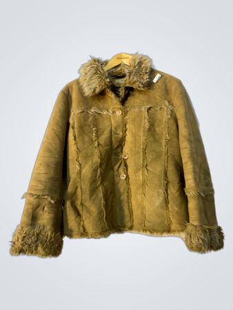 Brown Suede Jacket with Fur Trim