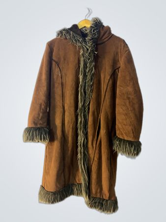 Brown Faux Fur Trimmed Hooded Coat