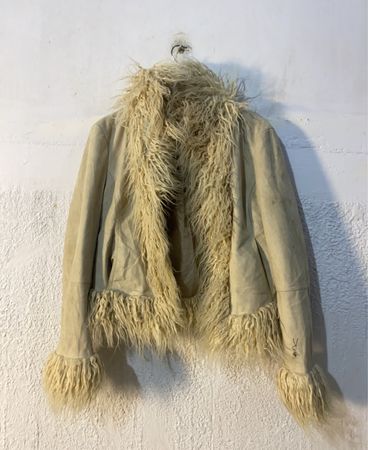 Beige Faux Fur Trimmed Jacket