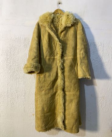 Yellow Suede Shearling Coat