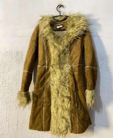 Brown Faux Fur Trimmed Coat