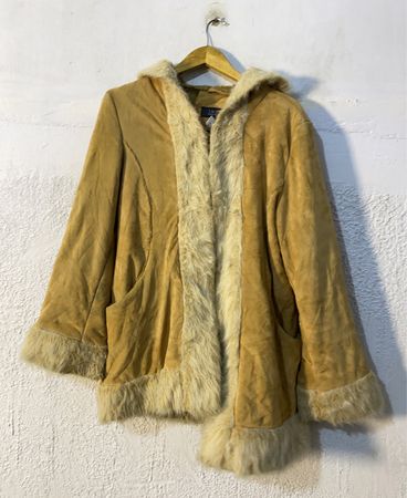 Brown Faux Fur Trimmed Hooded Jacket