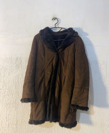 Brown faux fur lined coat