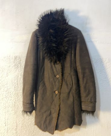 Brown Faux Fur Trimmed Coat