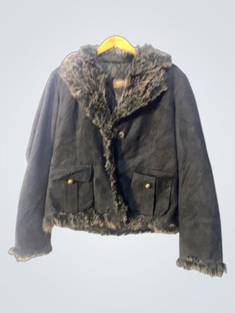 SOFFTY COLLECTION Black Faux Fur Trimmed Jacket