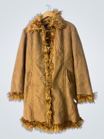 Brown Faux Fur Trimmed Coat