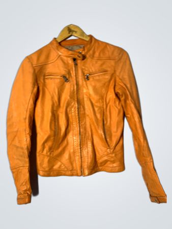 B.FOR Orange Leather Jacket