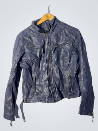 Blue Faux Leather Jacket