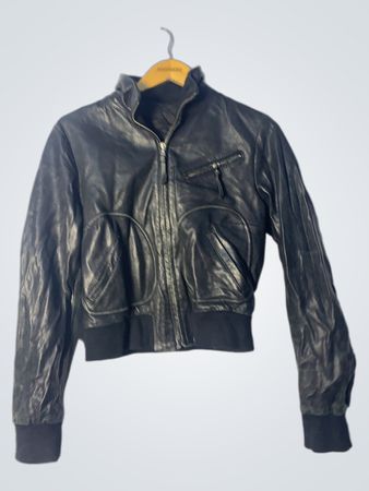 Black Leather Bomber Jacket
