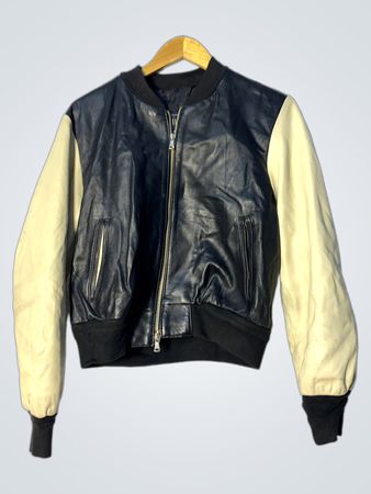 SILPEL Italia Black and Cream Leather Bomber Jacket