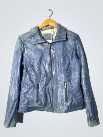 HALLSTONE Blue Leather Jacket
