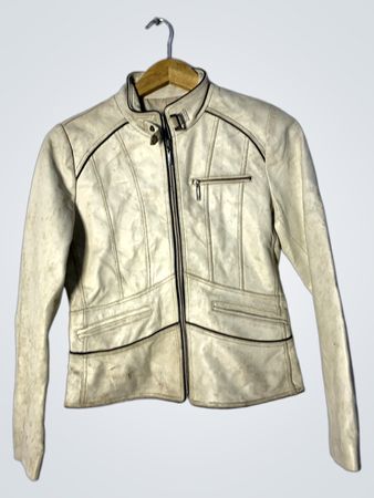 Cream Leather Jacket