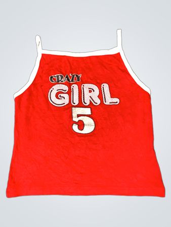 Red Tank Top with Crazy Girl 5 Graphic