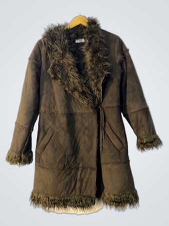 Milla Brown Faux Fur Trimmed Coat