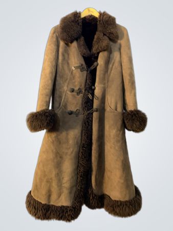 Brown Suede and Fur Trimmed Coat