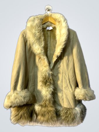 Tan Faux Fur Trimmed Coat