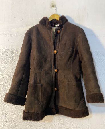Brown Suede Jacket with Fur Trim