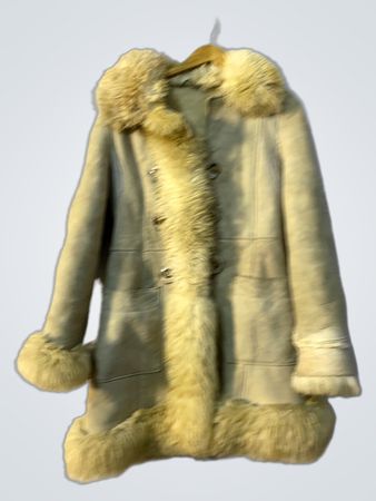 Shearling Coat with Fur Trim