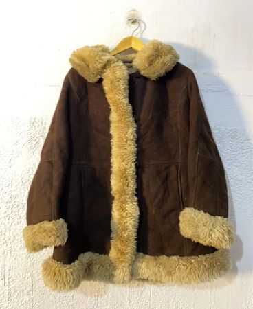 Brown Suede Shearling Coat