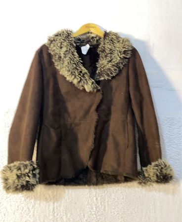 Brown Faux Fur Trimmed Jacket