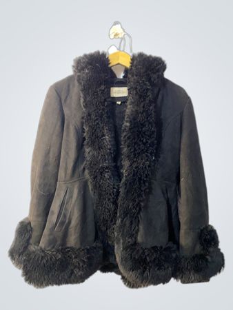 Black Faux Fur Trimmed Coat