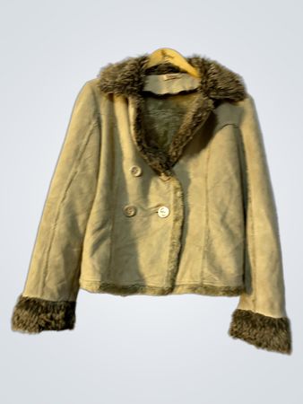 orsay Women's Tan Faux Suede Fur Trimmed Jacket