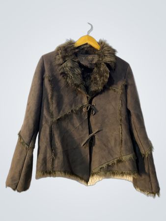 YAZZ Brown Faux Fur Trimmed Jacket