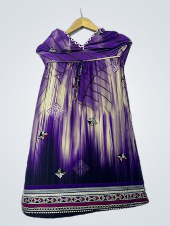 Purple Dress with Geometric Print