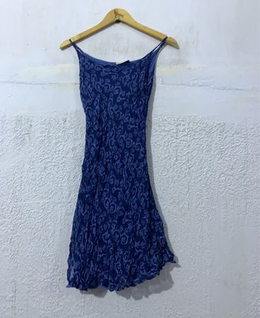 Blue floral print slip dress