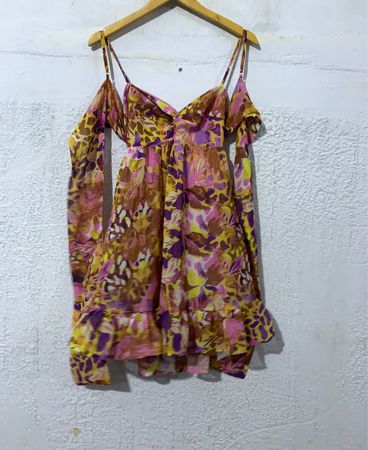 Women's Floral Print Cold Shoulder Mini Dress