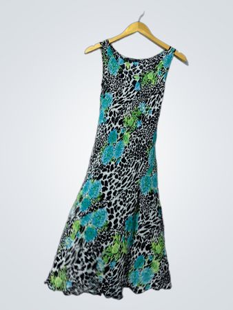 Sleeveless Leopard Print and Floral Dress