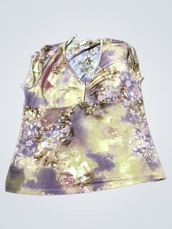 Floral Print V-Ausschnitt Top